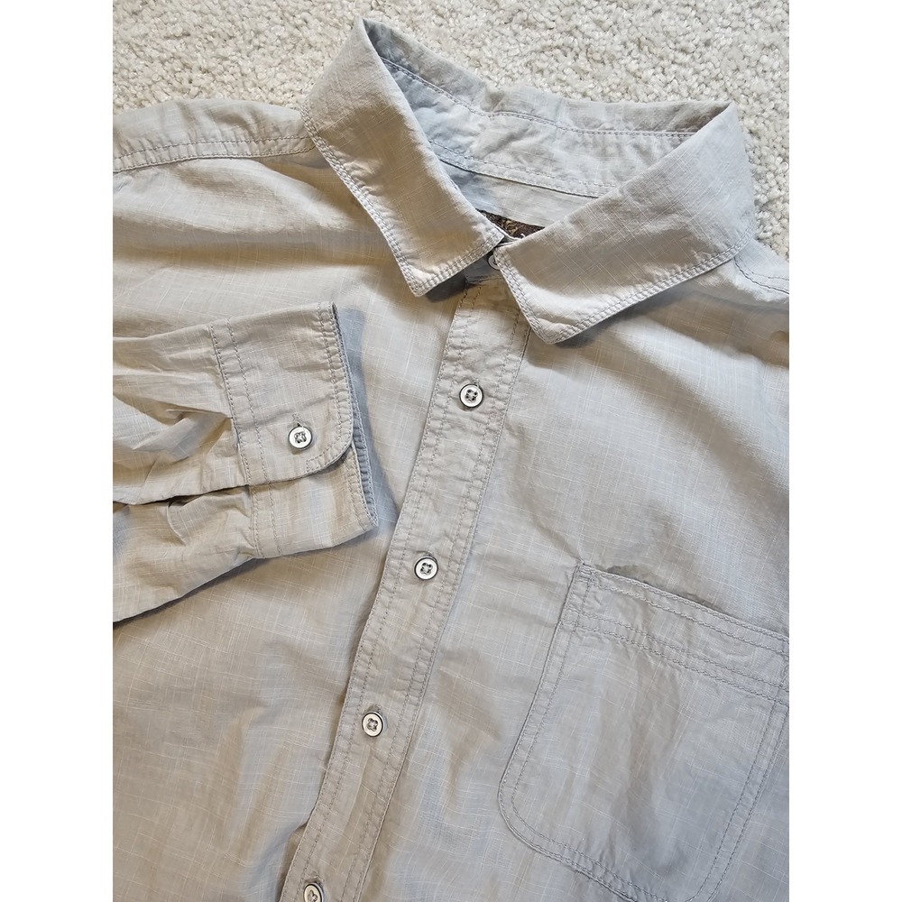 Blue By Pronto Uomo Mens XL Button Up Shirt Gray Lightweight Cotton Long Sleeve